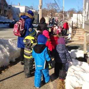 Our preschoolers on their morning outing. 